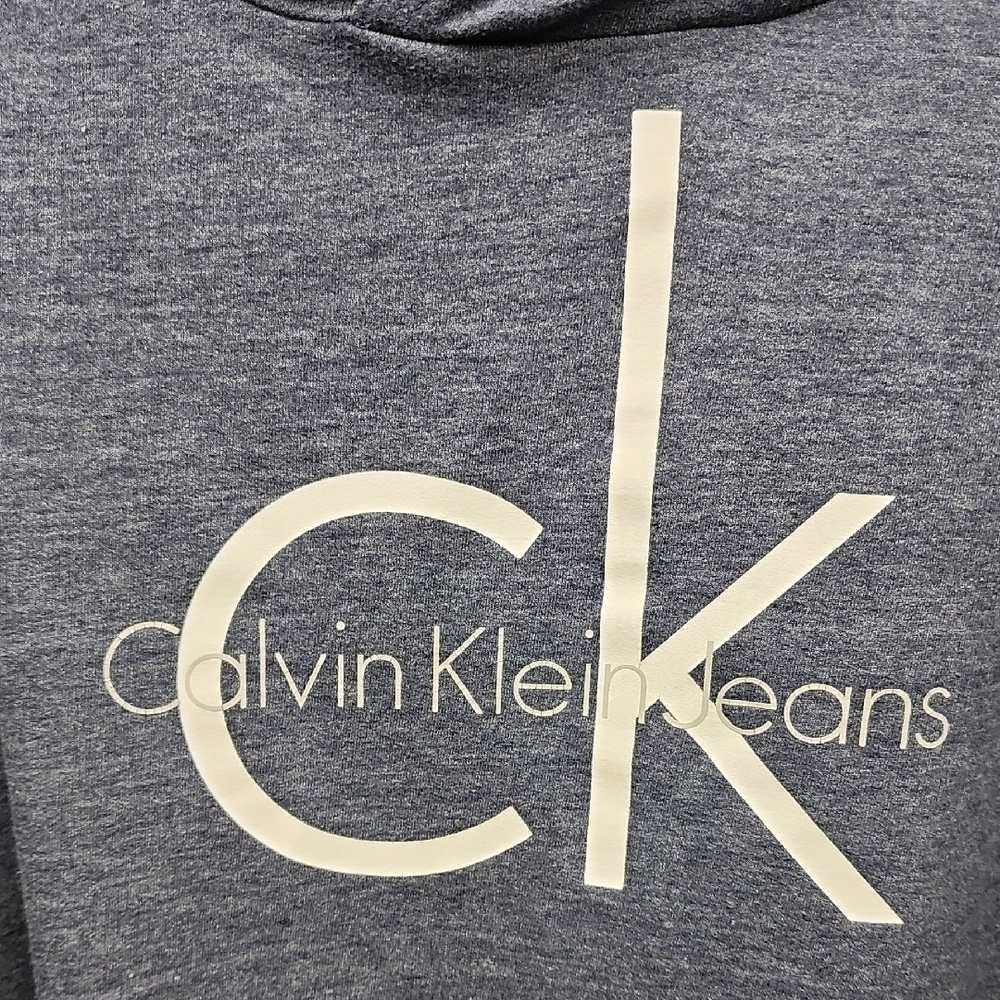 CALVIN KLEIN JEANS | Navy Logo Oversized Lightweight Hoodie High Low | XXL - Picture 3 of 14